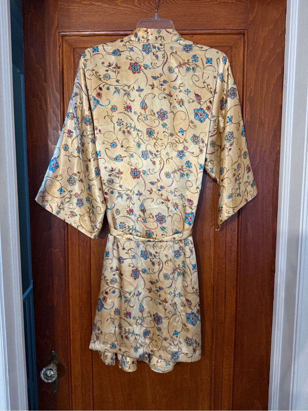 Vintage Floral Satin Kimono Robe & Slip Dress Set By Inner Most - Picture 10 of 13